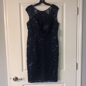 Navy blue sequin cocktail dress